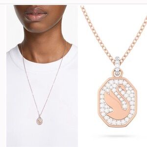 100% AUTHENTIC Swarovski Signum/Swan Pendant/Reversible-Rose Gold+Clear Crystals